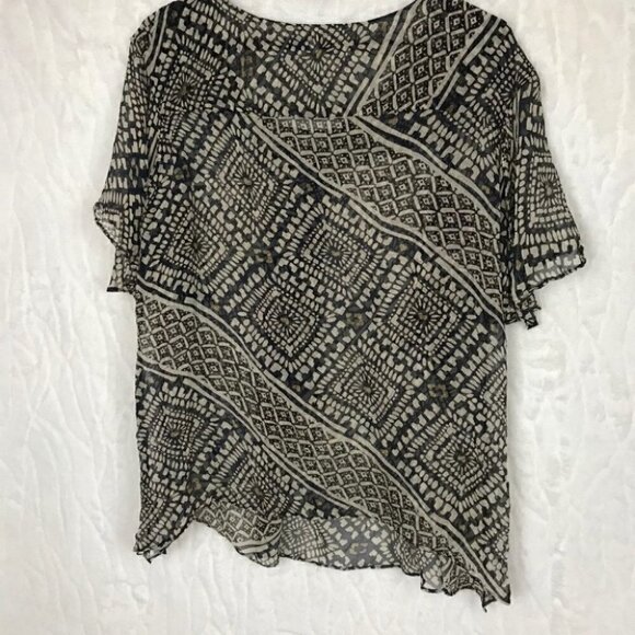 See By Chloe Silk Black and Cream  Patterned Sheer Blouse Size 6 - Picture 4 of 5